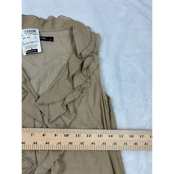 NWT Hallhuber Beige Sleeveless Ruffled Collar Silk Blend Dress Size 34 - Picture 6 of 12